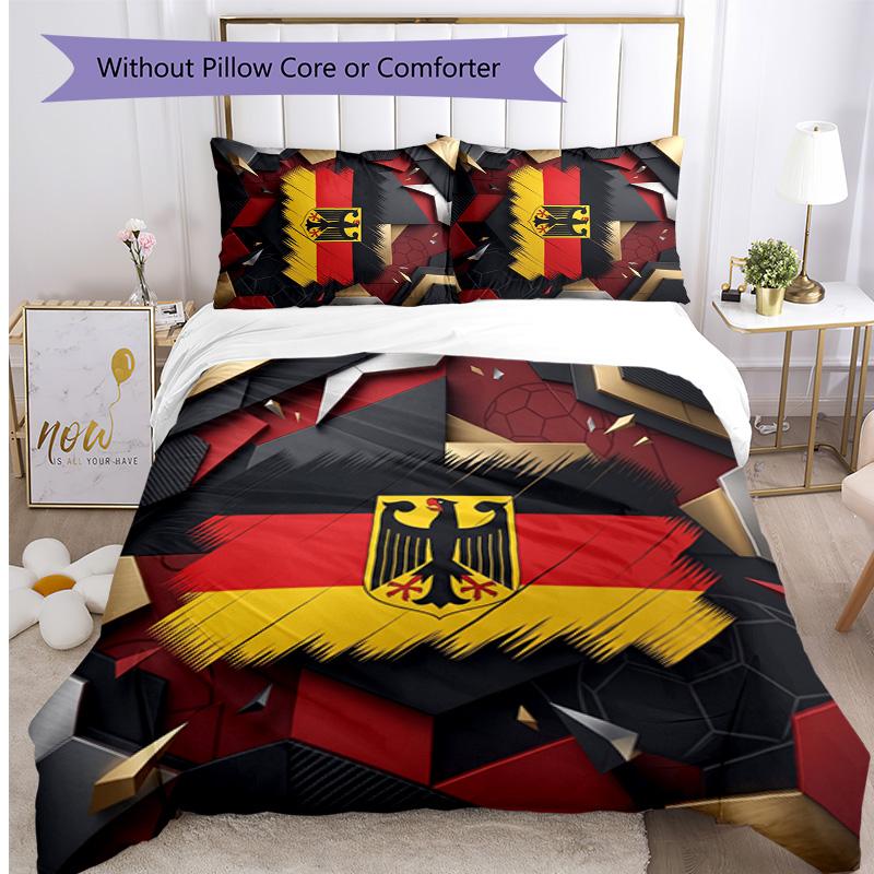 Belgium Football Printed Bedding 3 Piece Set Cozy Breathable Bed Cover Set as Housewarming Holiday Gift