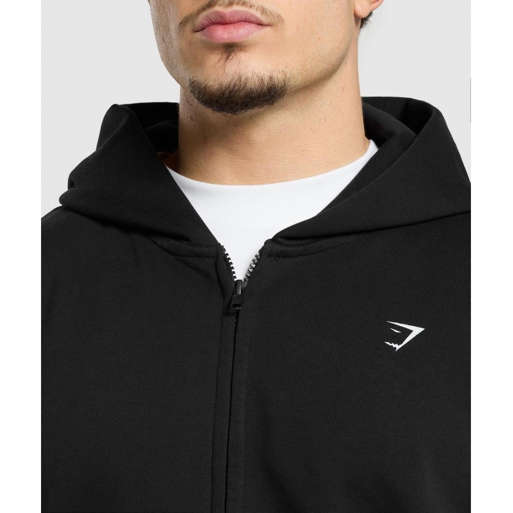 Gymshark Толстовка с капюшоном Atlas Zip Up, черная A2b8v Bb2j