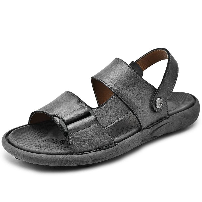 Hot Selling Men's Leather Sandals Europe America Simple Beach Shoes Home Casual Shoes Men's Wear-resistant Hiking Shoes