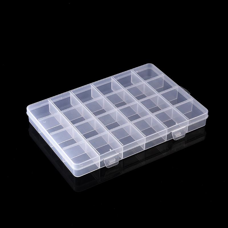 24 Grid Fixed Diy Multi-Grid Hardware Parts Grid Box, Plastic Storage Box With Lid Wax Grain Grid Box
