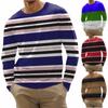 Men's Fashion Casual Stripe Printed Long Sleeve O-Neck Shirts Tops Blouse