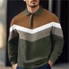 Men's Casual Loose Colorblock Print Lapel Button Long Sleeve Top