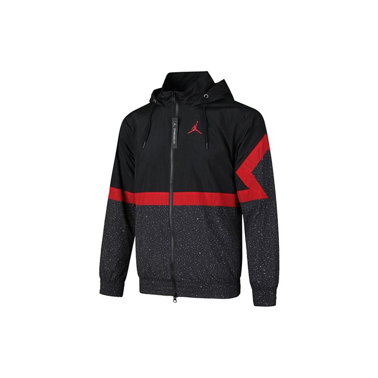 Jordan Спортивная ветрозащитная куртка с капюшоном Мужские куртки Черный Красный CZ2495-010