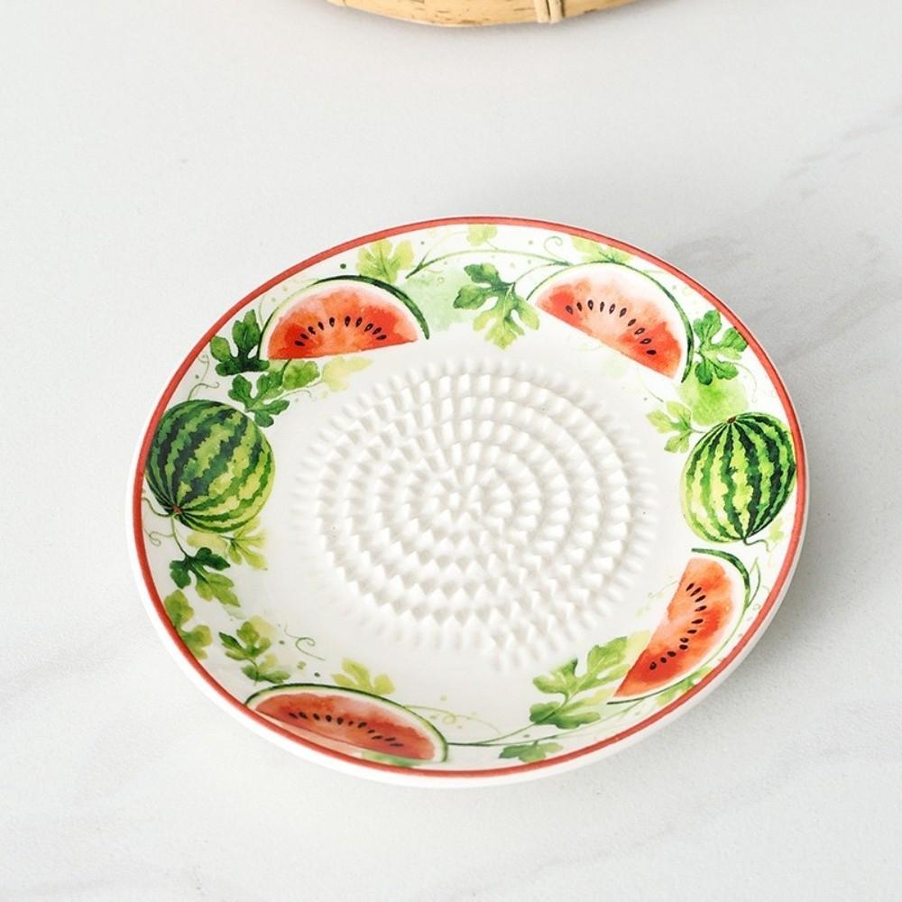 Round Plate Manual Garlic Masher Non-Slip Vegetable Grating Plate Ceramic Ginger Grater  Kitchen