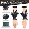Женские перьевые манжеты на запястье Готические перьевые перчатки без пальцев Нарукавник Сетчатая манжета для Хэллоуина Косплей Аксессуары для костюма