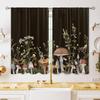 Farmhouse Teal Grey Floral Kitchen Curtains Rustic Flower Window Treatment Wildflower Small Cafe Short Window Curtains Bathroom