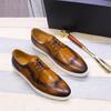 Fashion Men's High-grade Casual Leather Shoes Classic British Style Handmade Men's Shoes Brown Fashion Comfortable Flat Shoes A21