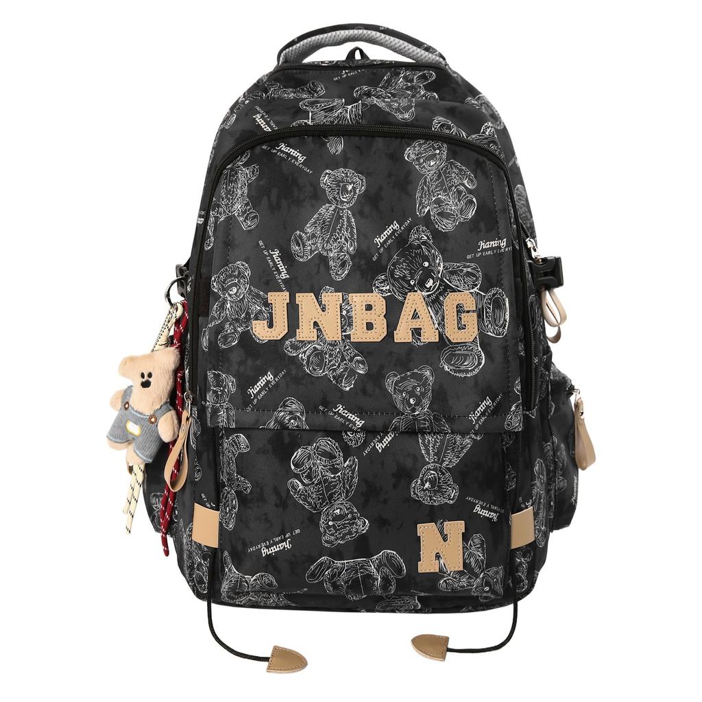 Школьный рюкзак Американский ретро рюкзак с принтом мишки для учениц средней школы и учеников старших классов для снижения нагрузки