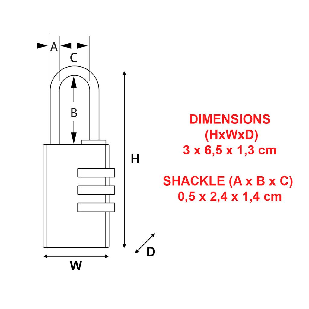 Master Lock Combination Padlock in Aluminium, 30x65x13 mm