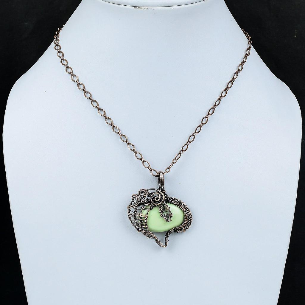 Подвеска из лимонного хризопраза, медная проволочная обертка, драгоценный камень, медные украшения, подвеска ручной работы, проволочная обертка, хризопраз, ювелирные изделия, подарок для мамы