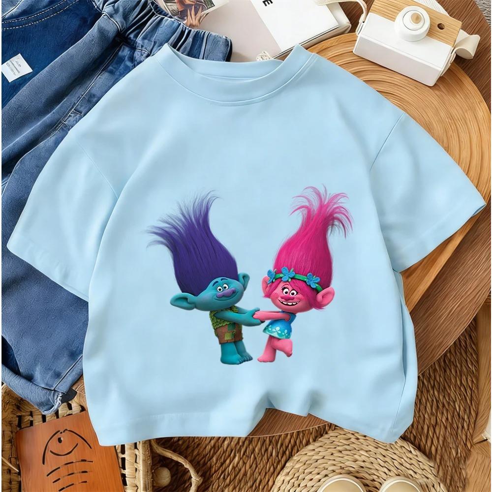Summer Casual Boys Girls Tee Trolls Kawaii Design Kids Street Style Fashion 3-14 Age