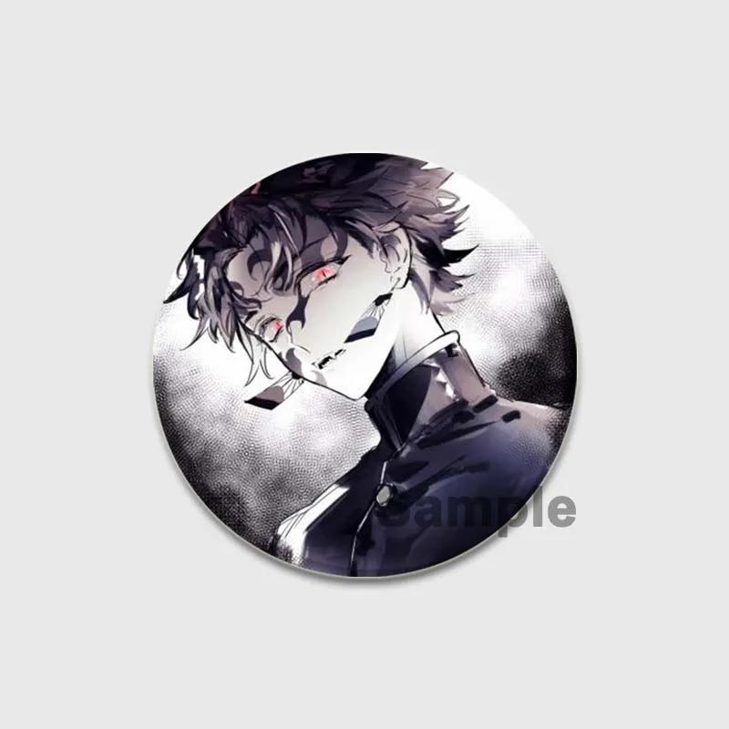 32/44/58mm Round Anime Brooches Kamado Tanjirou Tsuyuri Kanao Hashibira Inosuke Rengoku Kyoujurou Agatsuma Zenitsu Akaza Badge Lapel Pins