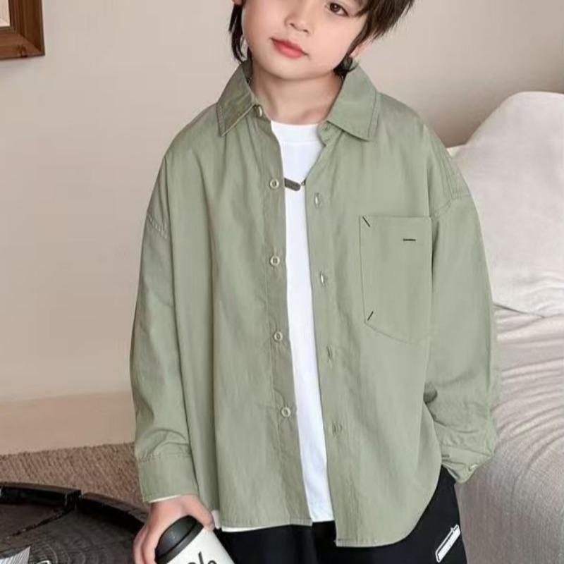 Spring and Autumn New Boys Thin Fashionable Handsome Long Sleeve Shirt