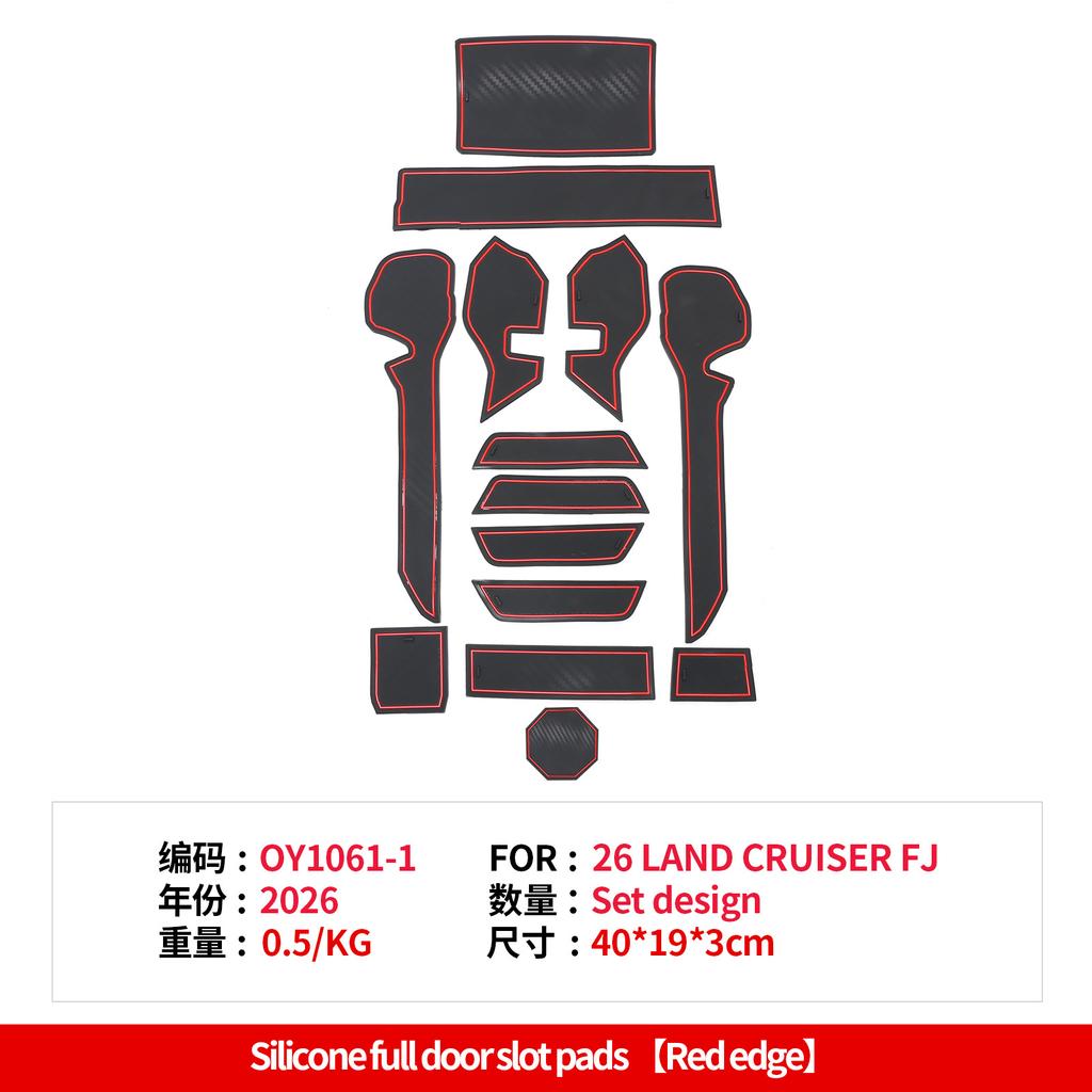 Anti-Slip Silicone Door Slot Pad Set For Toyota Land Cruiser FJ 2026,Groove Storage Liner Cup Holder Mat Car Interior Protector