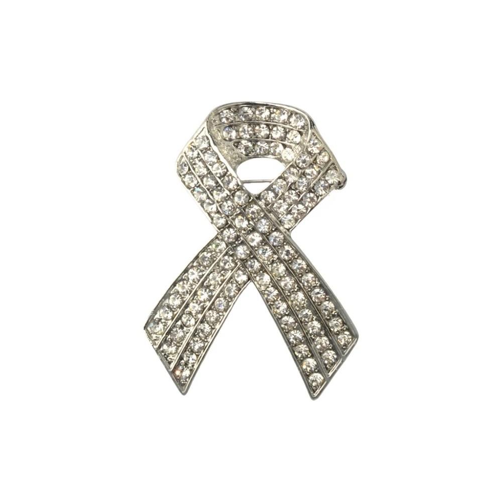Awareness Black Ribbon Pin Rhinestone Crystal Funerals Memorial Pin Funeral