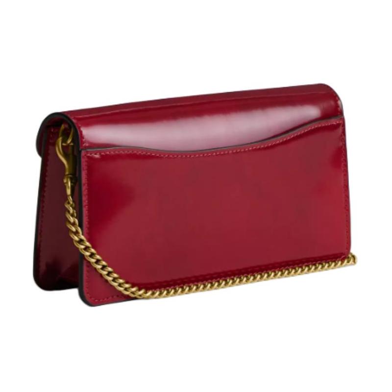 COACH Tabby 21 Metal Logo Snap Closure Leather Shoulder Crossbody Bag Small Women's Red
