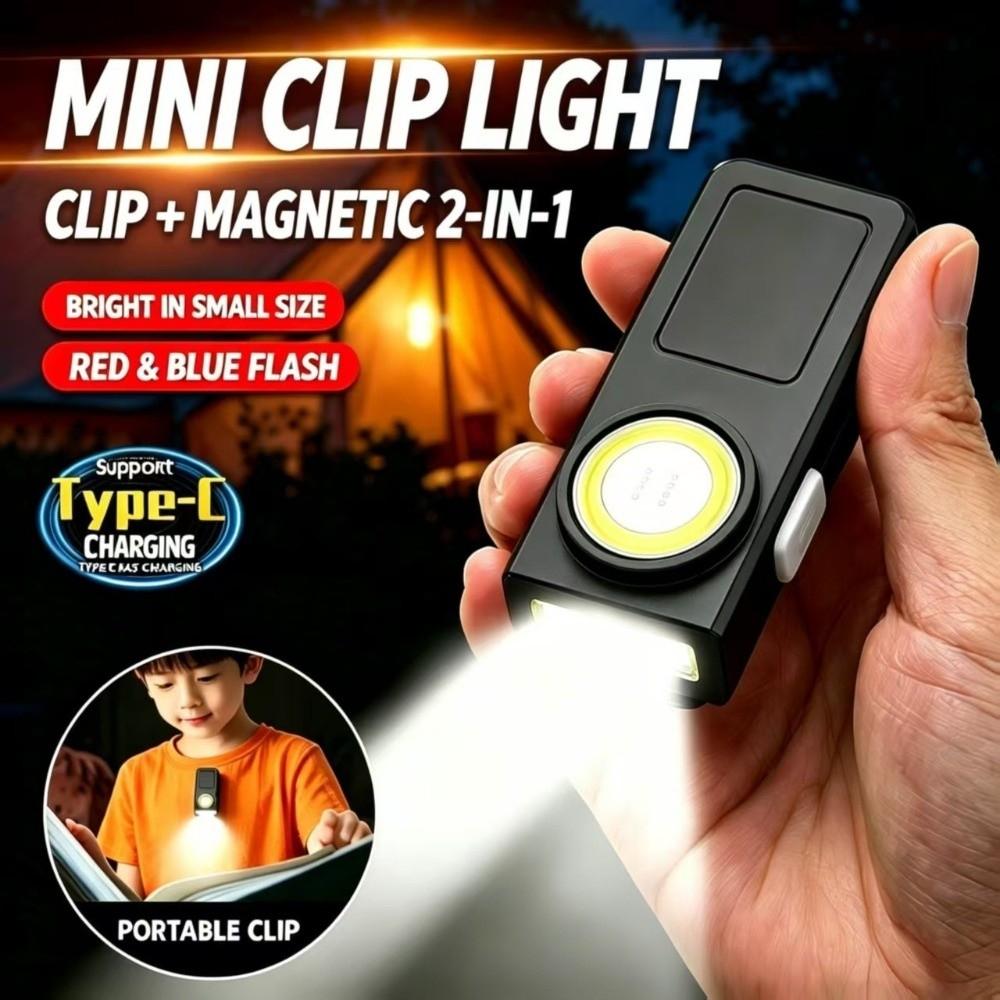 Integrated Clip Magnetic Clip Light Plastic Rechargeable Clip Light Camping Lighting
