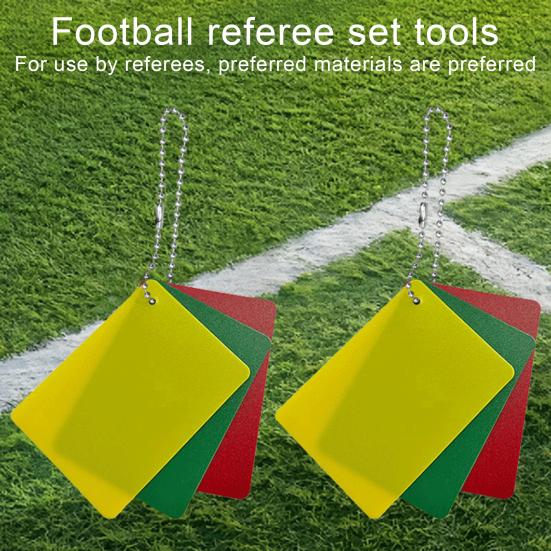 Набор из 3 шт. карточек для футбольного судьи: зеленая, красная, желтая. Карточки для предупреждения, удаления и задержки в футболе. Аксессуары для судейства спортивных соревнований.