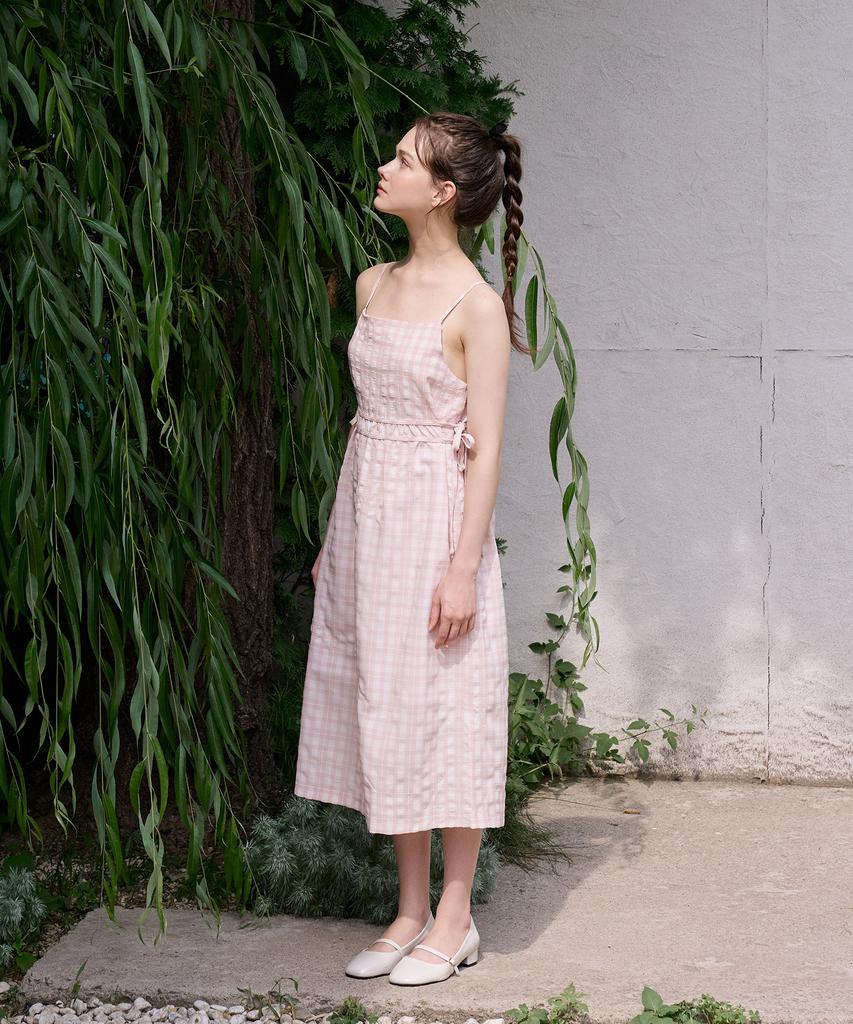 Bye Bye Seop String Slip Dress Baby Pink [T42]