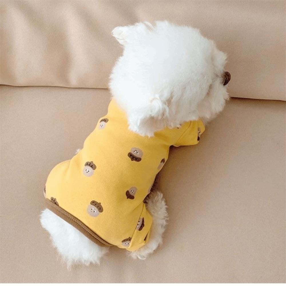 Warm Dog Base Coat Cartoon Printed Dog Jumpsuit All Inclusive Dog Home Clothing Casual Wear