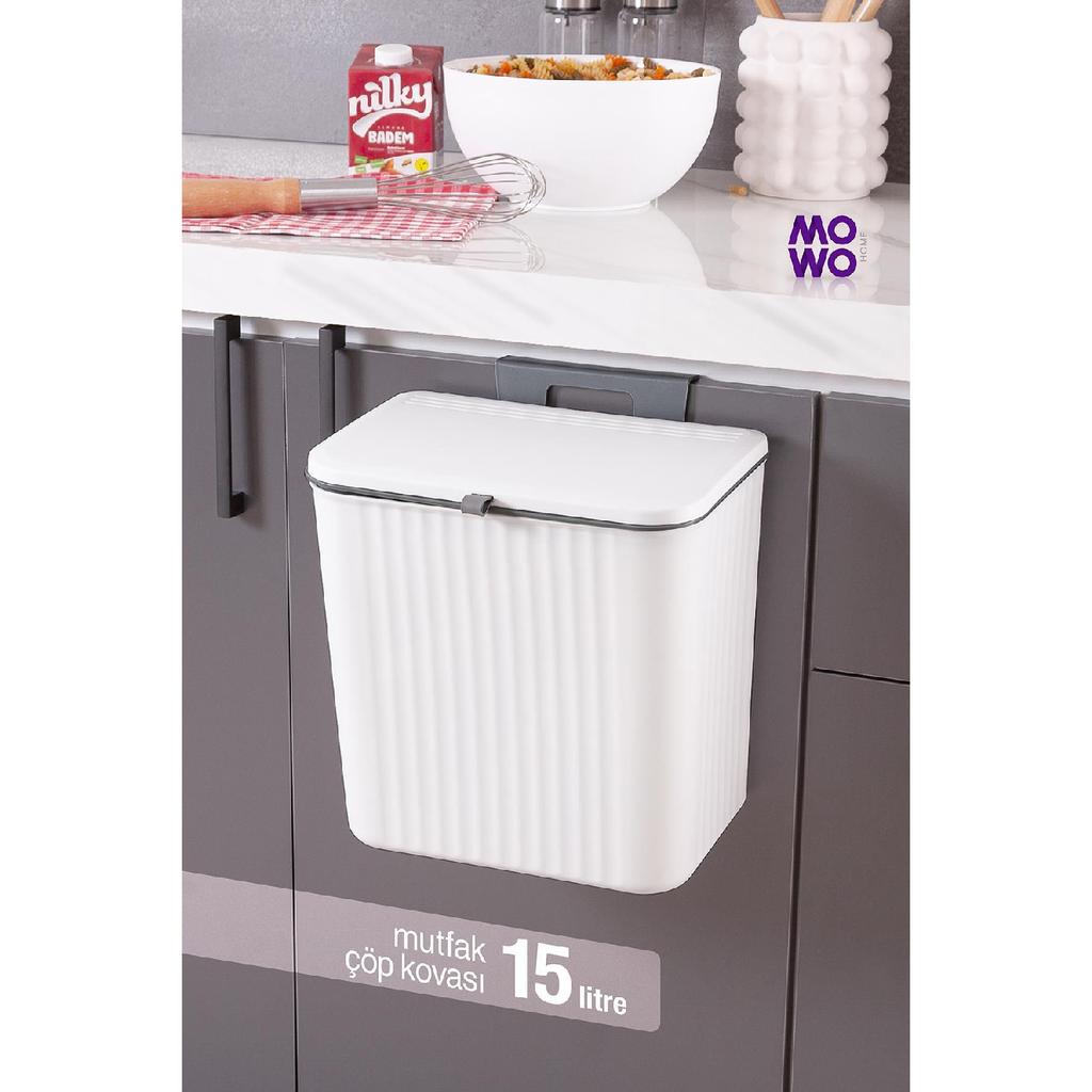 15-литровое белое функциональное мусорное ведро для кухни, подвесное или настольное, с функциональной крышкой — мусорное ведро для ванной комнаты