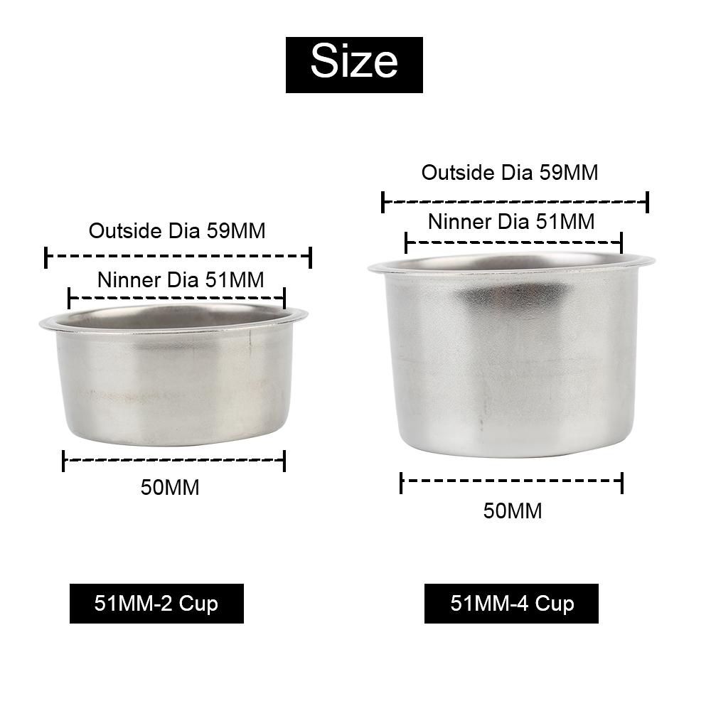 Аксессуары для кофемашин 2 чашки 4 чашки Корзина для фильтров без давления подходит для фильтра Breville Delonghi Krups Coffee Products Чашка для фильтра для кофе 51 мм