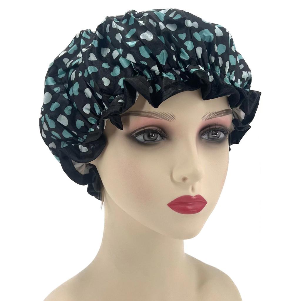 Высококачественные шапочки для душа, полиэфирная атласная двухслойная шапочка для ванны для женщин, многоразовая