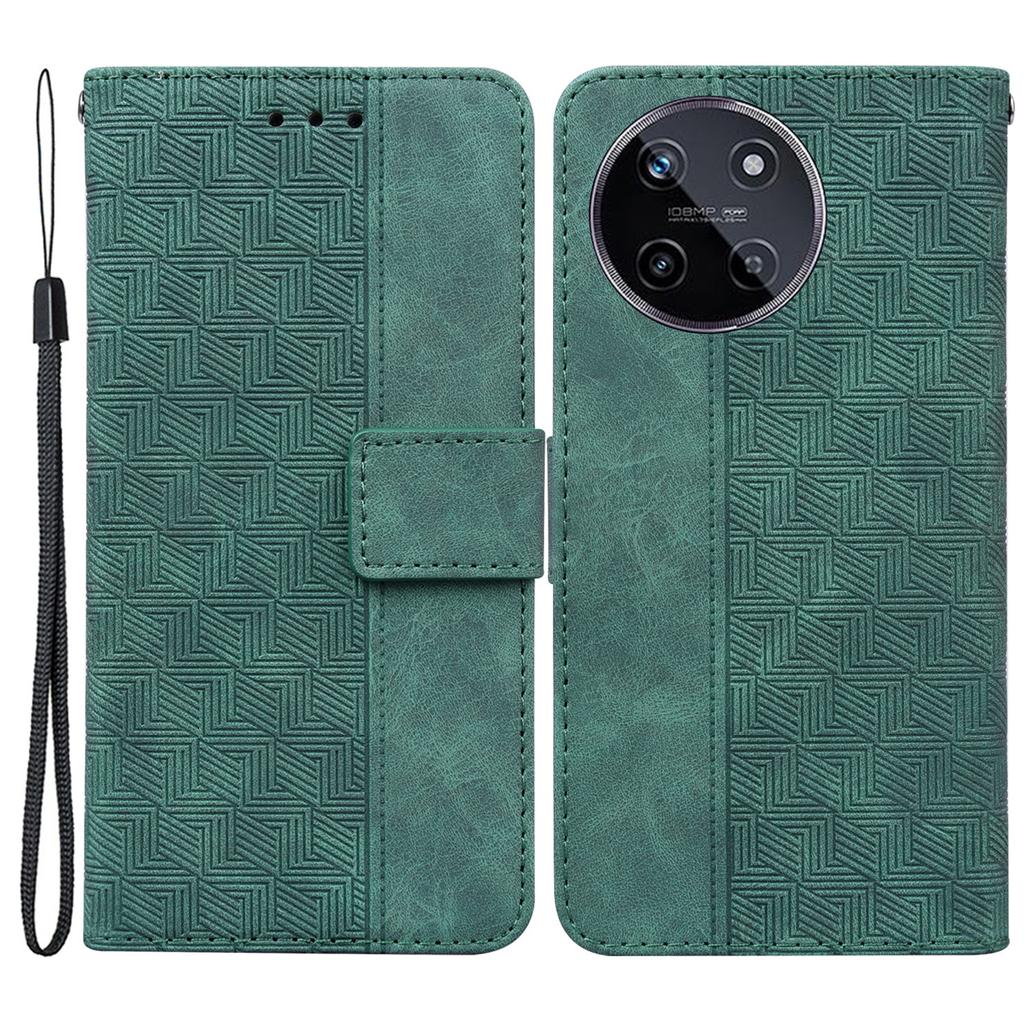 For Realme 11 4G (159.9x73.3x7.95mm) Leather Case Geometry Pattern Phone Wallet