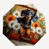 1pc Dachshund in suitcase with flowers Umbrella with Plastic Handle,Suitable for All Seasons Home Travel Outdoor Umbrellaptys31047