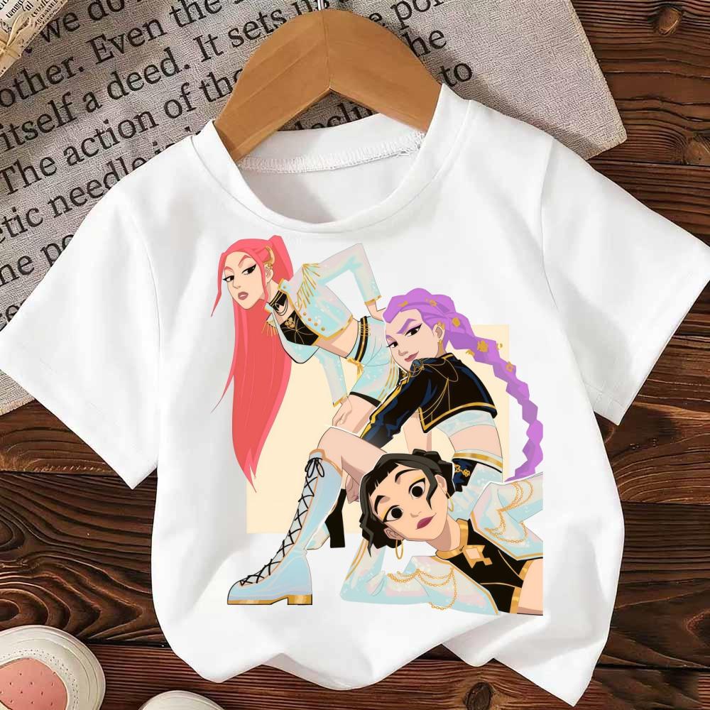 Witch Hunter Team Cute Printed Pure Cotton Fashionable Round-neck White Top Short-sleeved Boys' and Girls' T-shirts.
