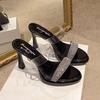Transparent High Heels Women's Summer Fashion Open-toed Rhinestones with Sandals Sexy Super High Heel Waterproof Table Sandals Outside