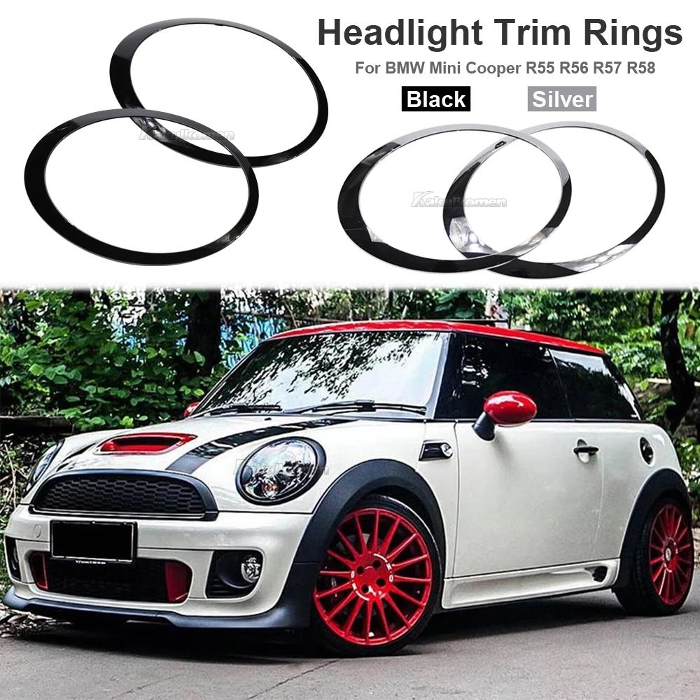 For Mini Cooper R55 R56 R57 2007-2015 Car Gloss Black/Silver Headlight Trim Rings Bezel Cover 51137149905