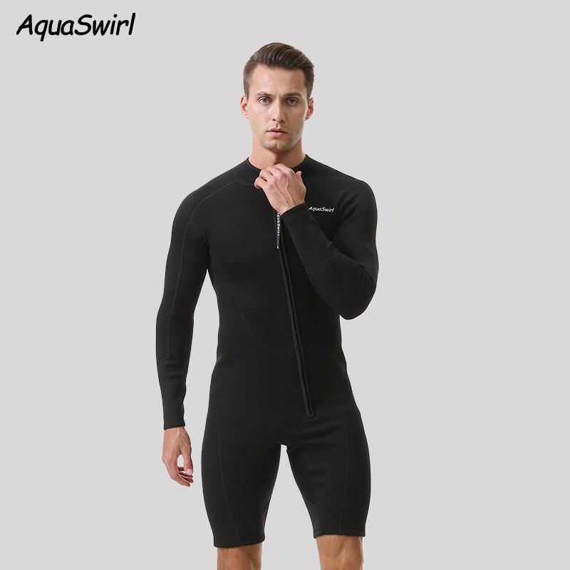 2mm Mens Full Wetsuit With Long Sleeves Shorts Snorkeling Surfing Swimming Warm UV Protection Chloroprene