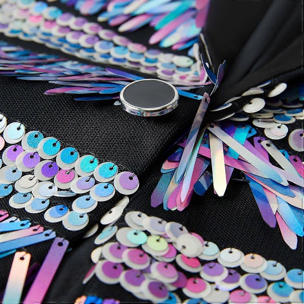 The Blue fringed sequin design men's tuxedo jacket for dinner parties and other events