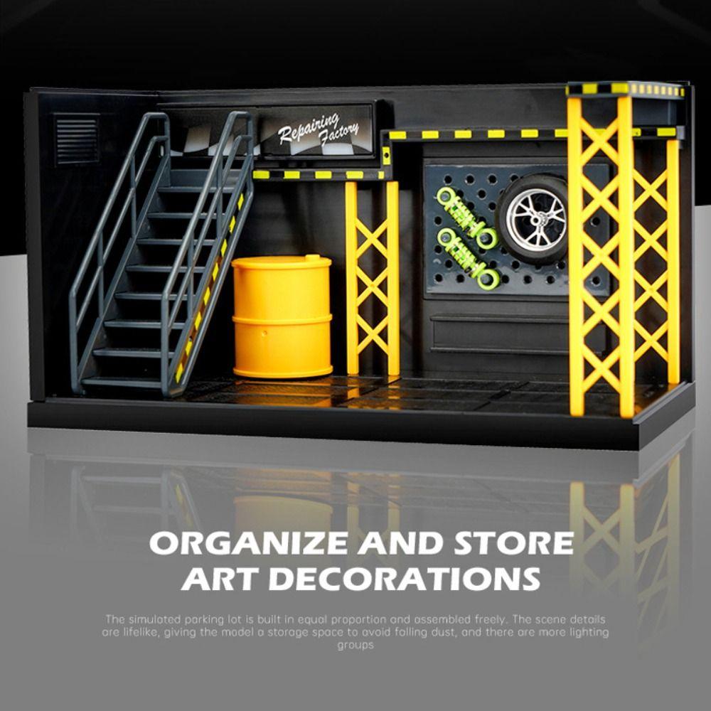 Diecast Zinc Zinc Alloy Lighting Parking Lot 1:24 1:32 Scale Car Model Display Car Garage Model  Assembly Toy