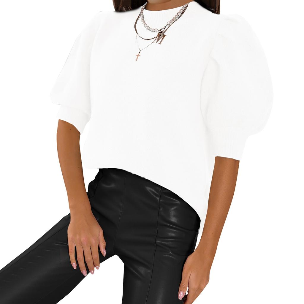 Женские объемные вязаные свитера с короткими рукавами, топы, повседневные пуловеры, рубашки