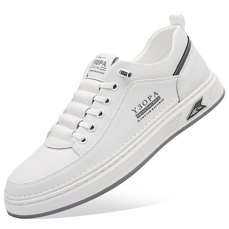 Кеды мужские осень 2024 новые кожаные мужские дышащие повседневные мужские туфли молодежный тренд универсальные белые мужские туфли