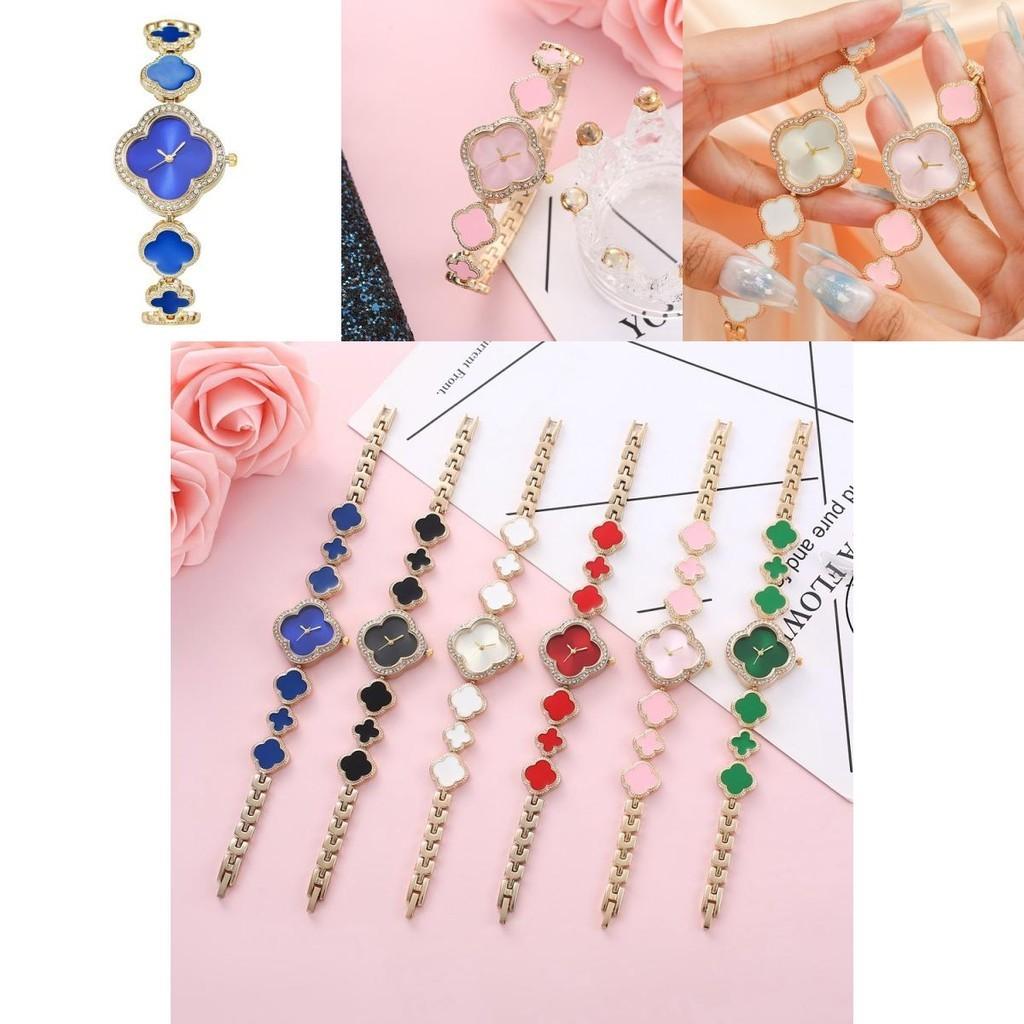 Модные часы-браслет с лепестками и клевером для женщин, кварцевые, оптом от производителя