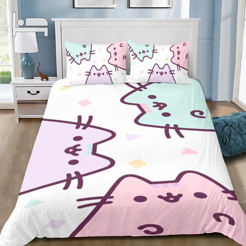 Exquisite cute Print Duvet Cover Set Bedding Set P-Pus-heens Cat Single Double King Size For Kids Boy Girl Bedroom Decor 3pcs