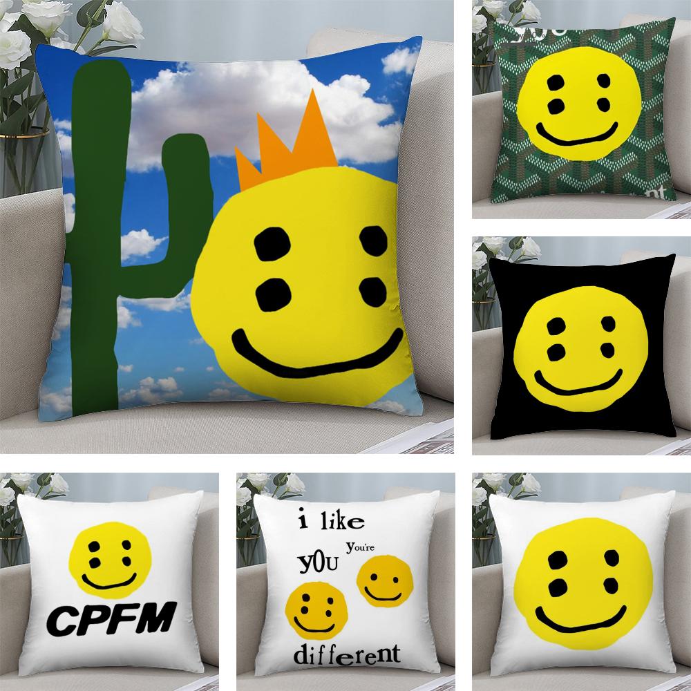 Роскошная Подушка-Чехол Smile CCpfm Мягкая Плюшевая Ткань Двусторонняя Печать Чехол на Подушку для Дивана для Всех Сезонов Декор Дома Подарок
