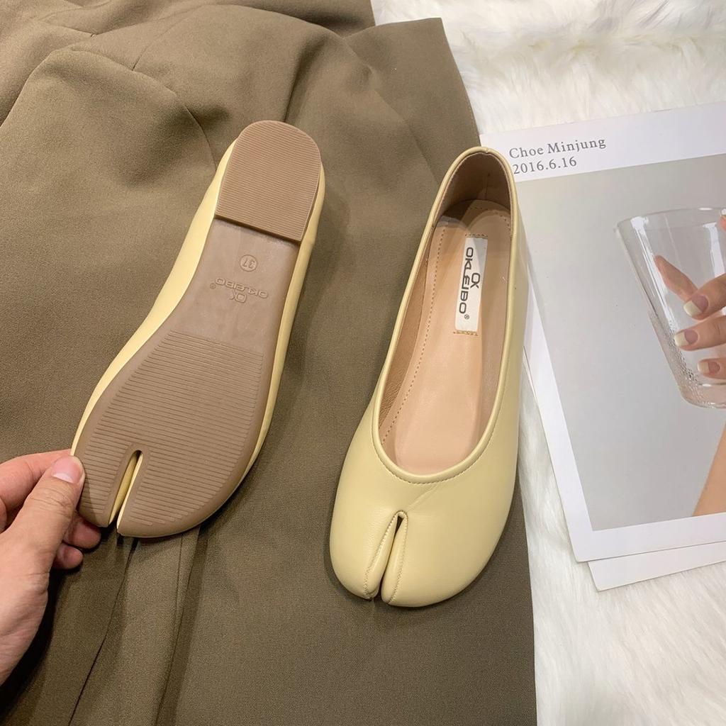 Женская летняя обувь на плоской подошве, желтые туфли для женщин 2024 года, плоские, с круглым носком, обычные, кожаные, повседневные, шикарные, распродажа, E Slip Young A