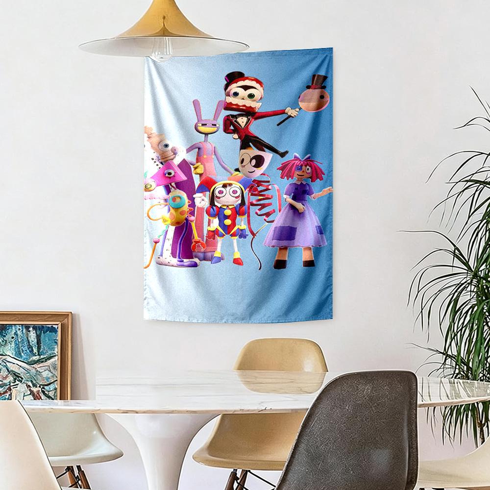 Digital Circus Wall Decor Tapestry Art For Pet Memorial Birthdaywedding Party Backdrop Family Gift