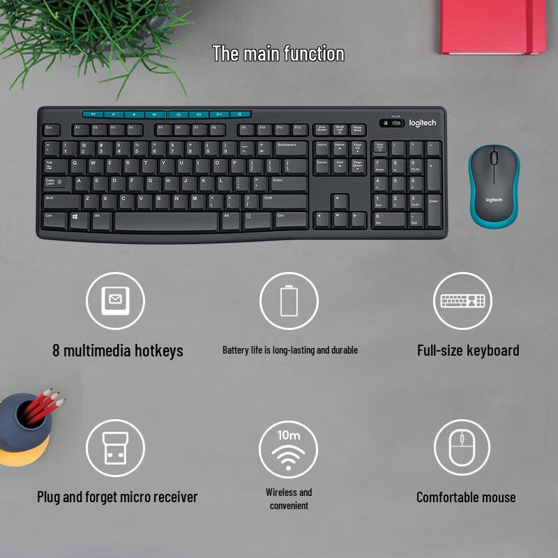 Logitech MK275 Полноразмерный беспроводной комплект из клавиатуры и мыши