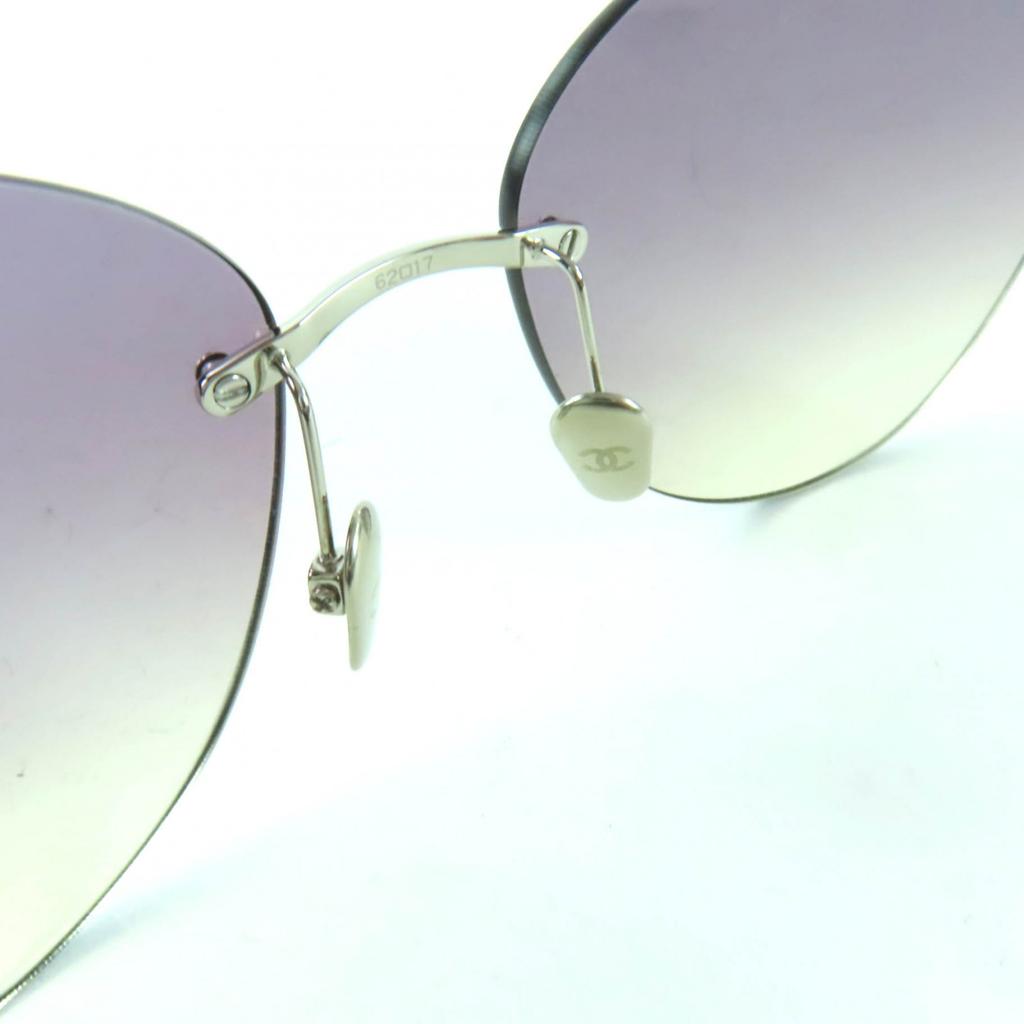 Excellent CHANEL sunglasses COCO Mark Cat's Eye Silver titanium Women 4273-T Used