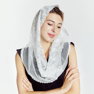 Мягкие вуали-мантильи для женщин Кружевной бесконечный veil-мантилья Латинский бесконечный veil для часовни Латинская месса Покрытие головы Кружевной шарф Вуали-мантильи для церкви