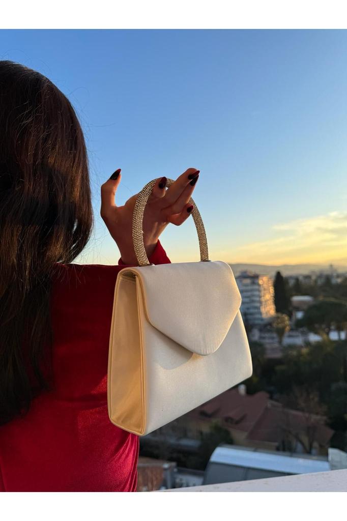 Women's Stylish and Useful Evening Dress Bag Evening Dress Bag with Satin Stone Handle for Weddings, Graduations, Elegant Events...