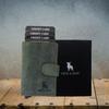 HIDE & SKIN Unisex Leather RFID Blocking Card Holder Cum Minimalistic Wallet (Battle Green)