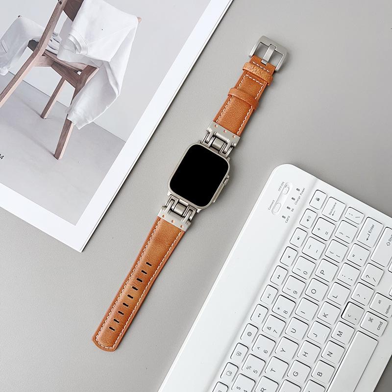 Модный кожаный ремешок для запястья с узором Crazy Horse для Apple iWatch S9.