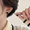 Korean Simple Small Black Heart Stud Earrings for Women Cute Love Heart Shape Earring Girls Party Wedding Jewelry Gifts