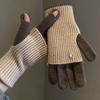 Складные вязаные перчатки двойной длины, теплые перчатки с сенсорным экраном, эластичные перчатки на запястье с цветовыми блоками, длинные перчатки для женщин и мужчин для набора текста и повседневных дел